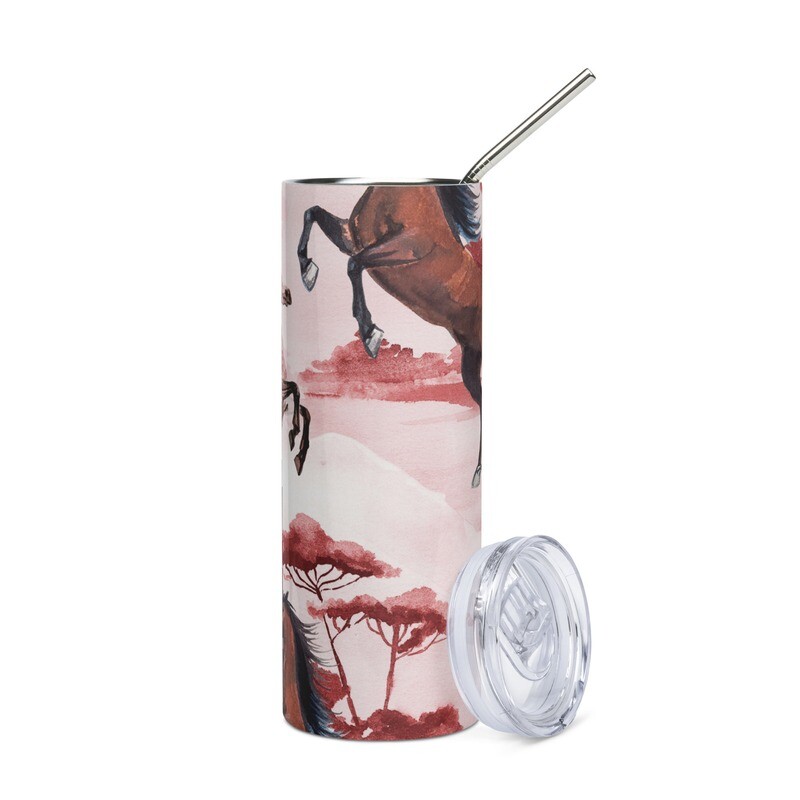 D`Bern Designe Stainless steel tumbler with metal straw Horse4