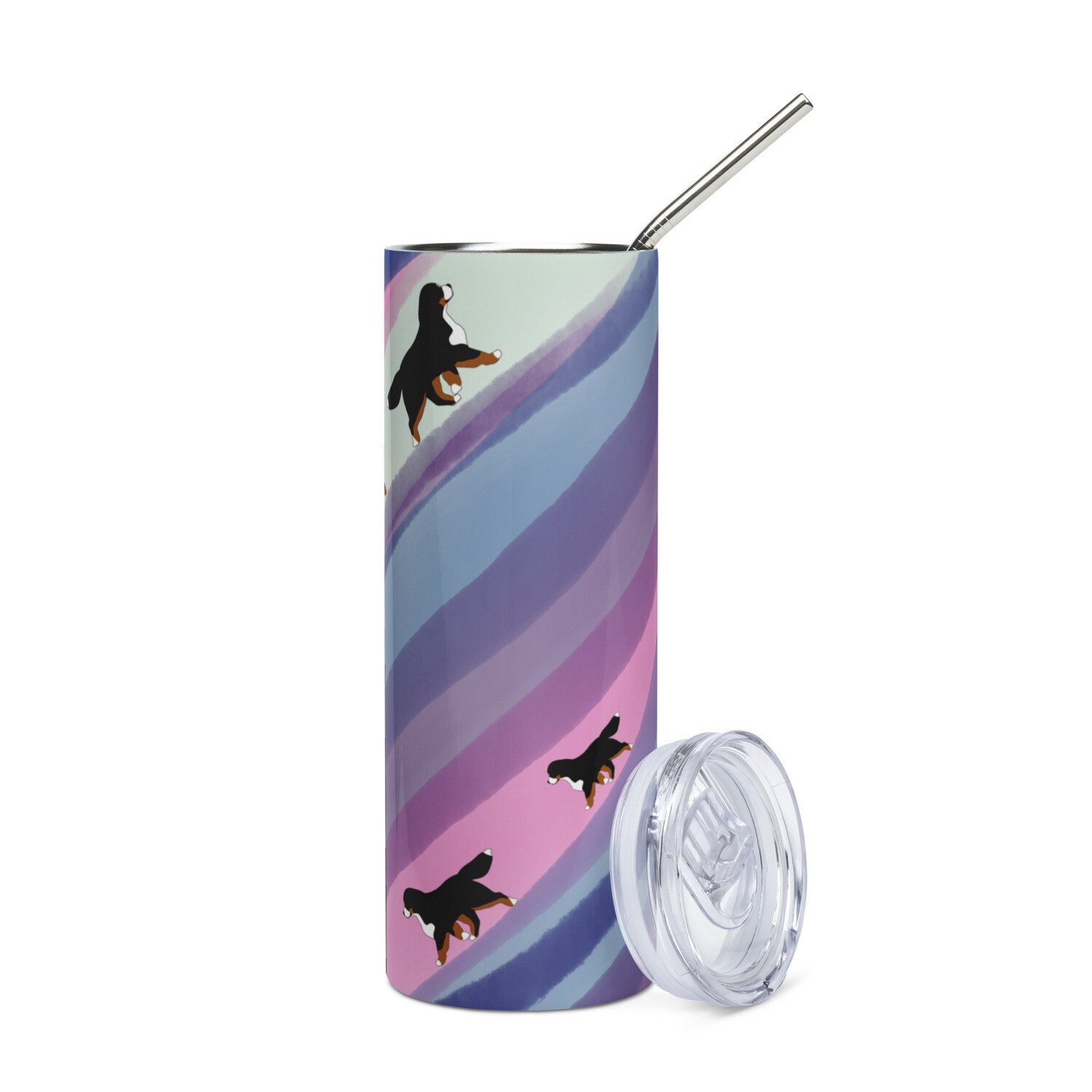 D`Bern Designe Stainless steel tumbler with metal straw Bern11, Color: Black