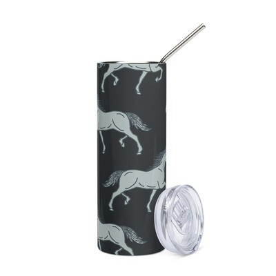 D`Bern Designe Stainless steel tumbler with metal straw Horse3