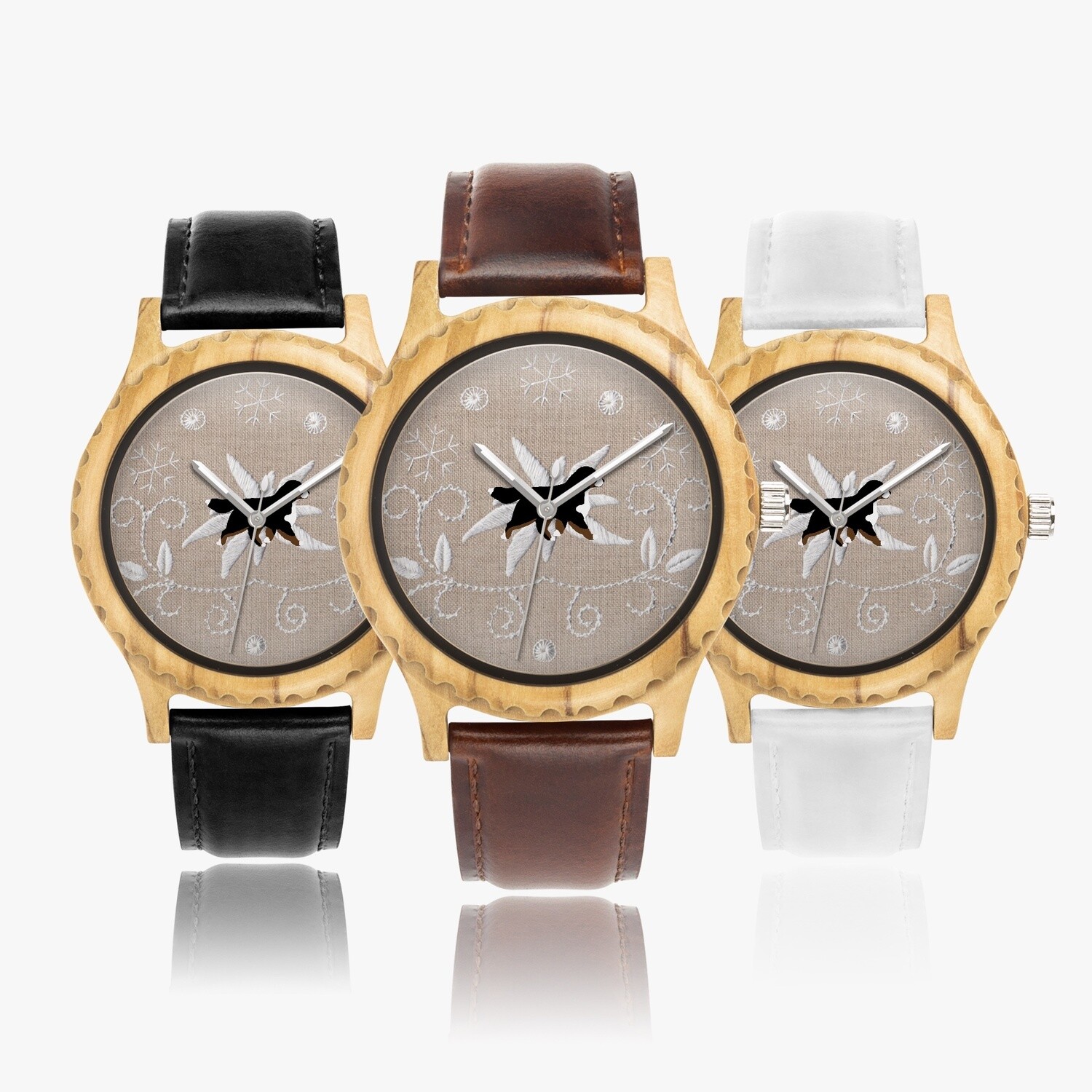 D`Bern Designe Bern4Me Classic Premium Italian Olive Lumber Wooden Watch - Leather Strap