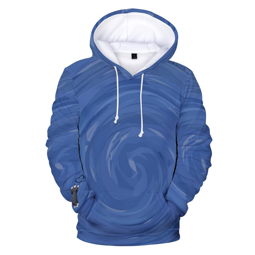 D`Bern Designe BernHangOn Plush Hoodie with Pockets  UNISEX BLUE