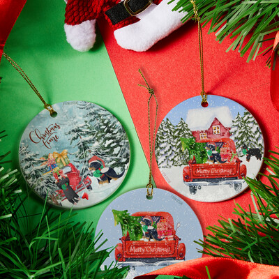 D`Bern Designe Berner ceramic Xmas ornaments A 3pcs / both sides