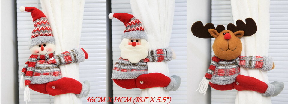 D`Bern Designe Xmas curtain`s buckles 46cm / Santa Claus/Snowman/Reindeer