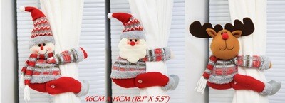 D`Bern Designe Xmas curtain`s buckles 46cm / Santa Claus/Snowman/Reindeer