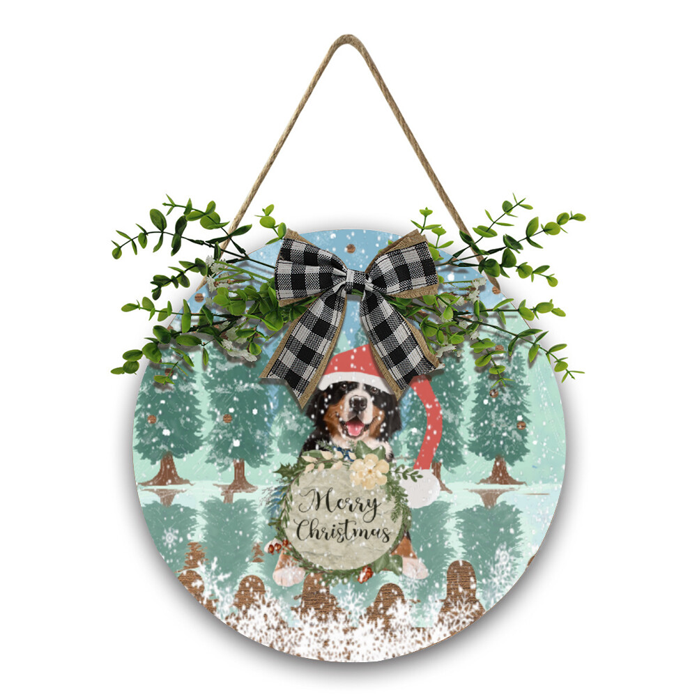 ​D`Bern Designe Bern Xmas Wooden sign with bow , rope and decorative tree branch
