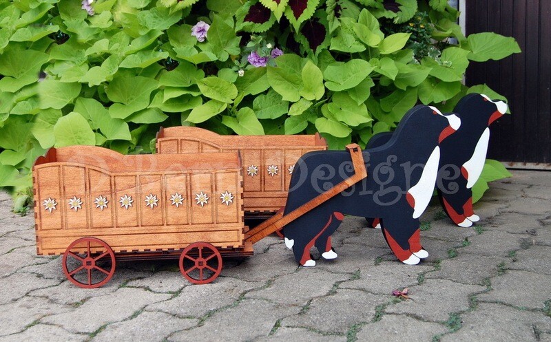 D`Bern Designe handmade wooden CART and Bernese /handpainted