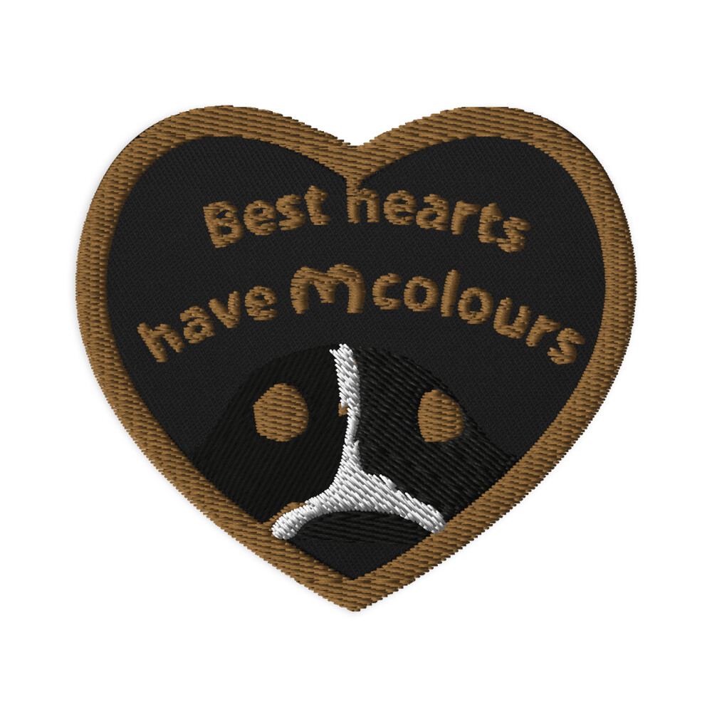 D`Bern Designe Best heart Embroidered patch golden brown