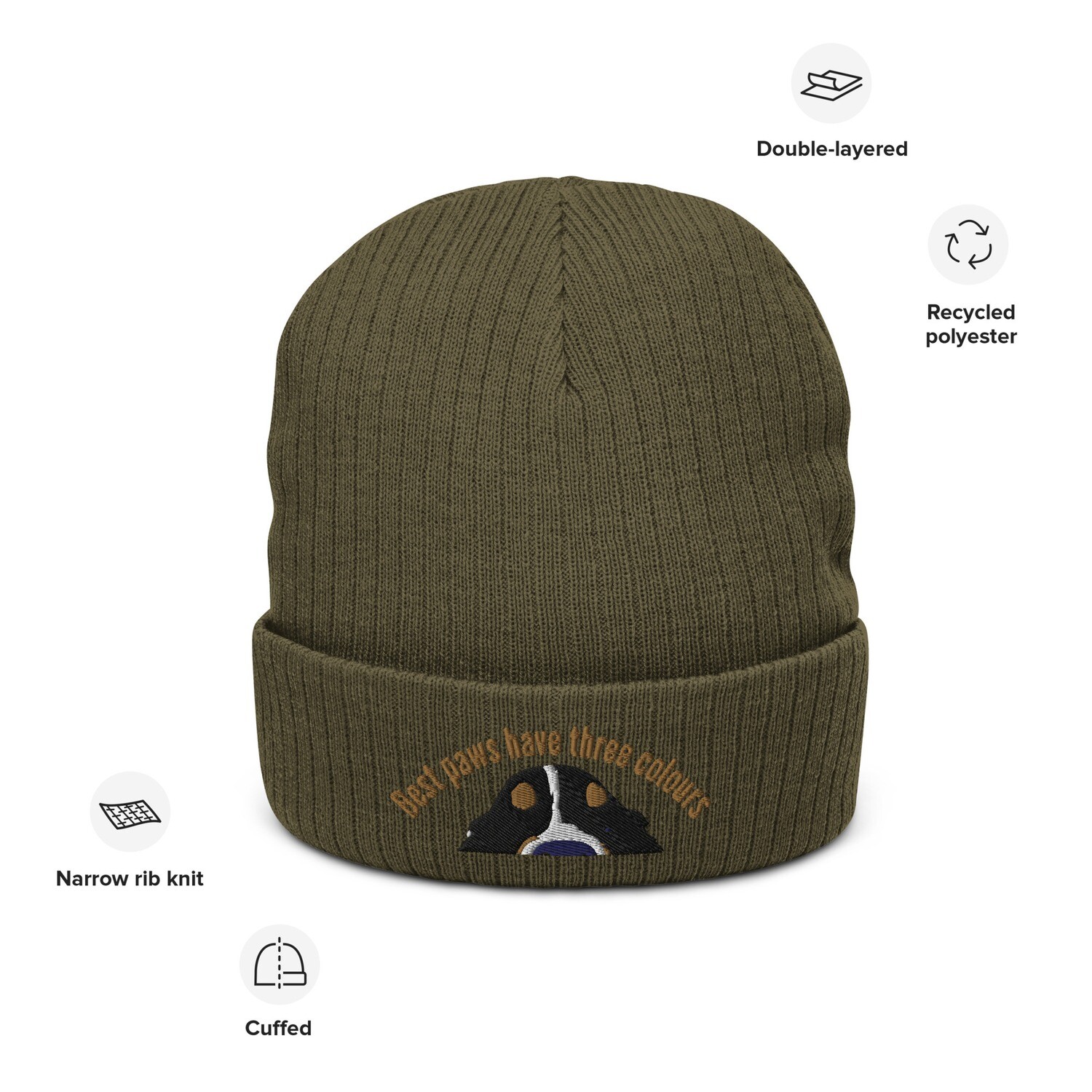 D`Bern Designe Best paws4 Ribbed knit beanie recycled  / 3 colours