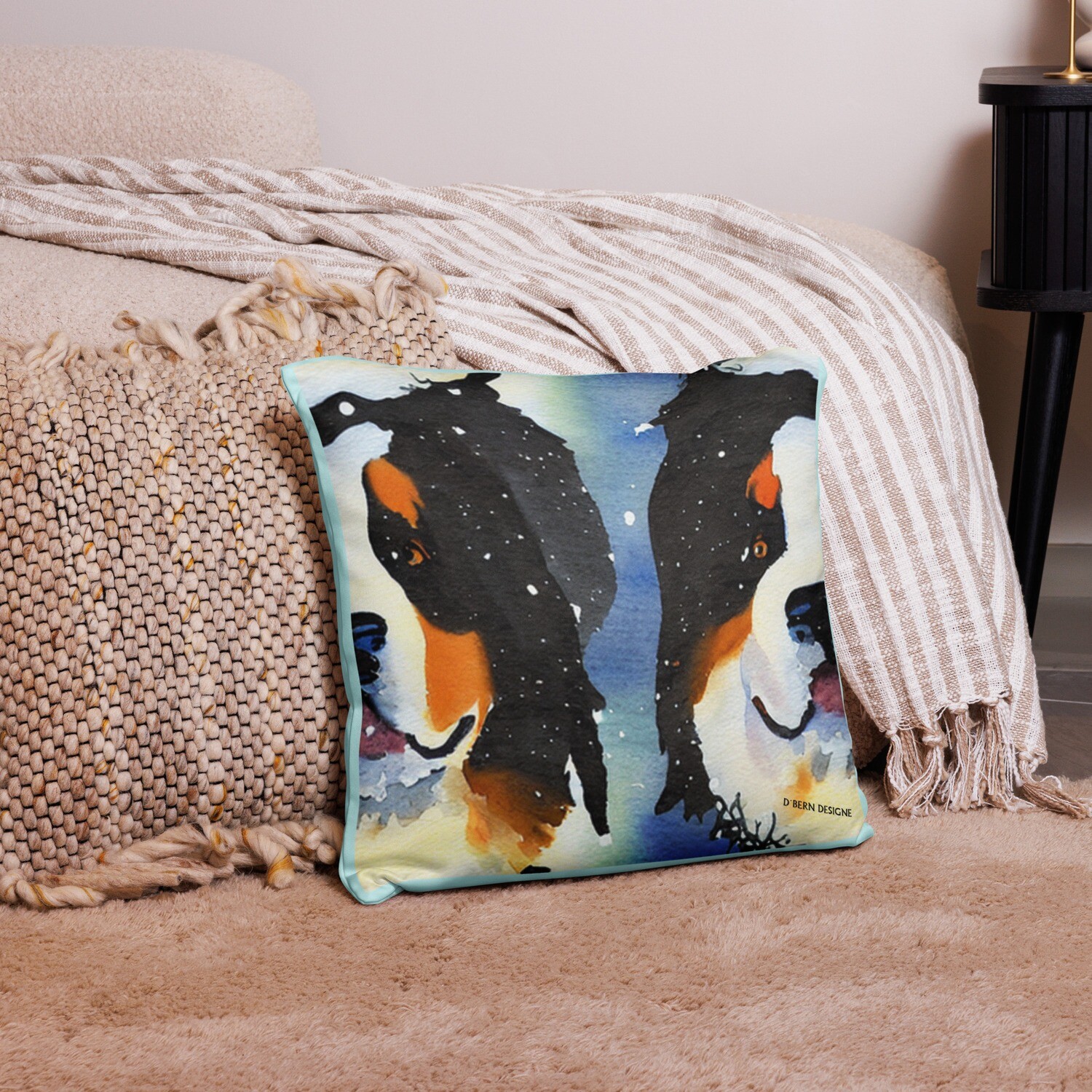 D˙Bern Designe Berner profile Pillow Case / in 3 sizes, Size: 18×18