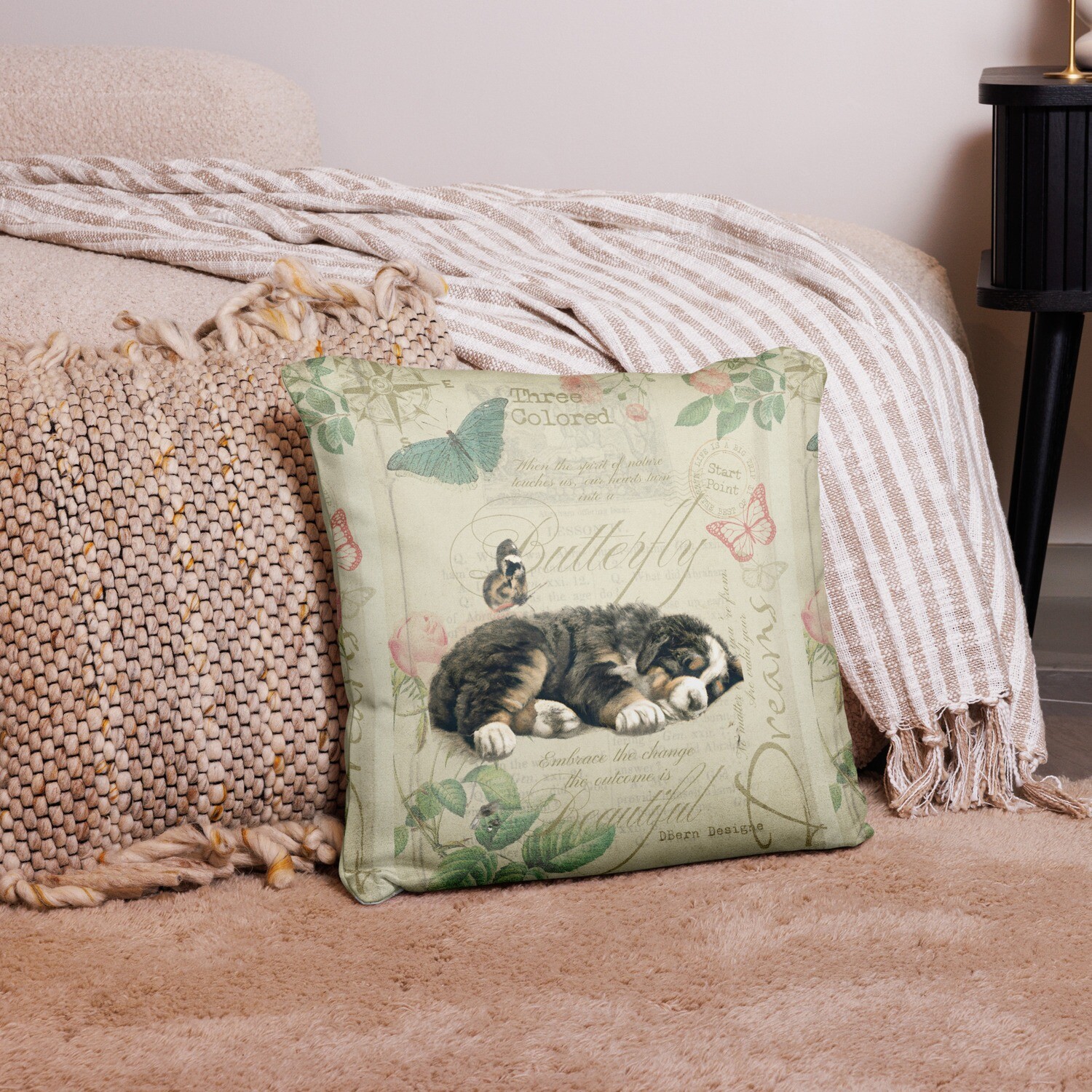 D˙Bern Designe Berner Butterfly Pillow Case / 2 sizes, Size: 18×18