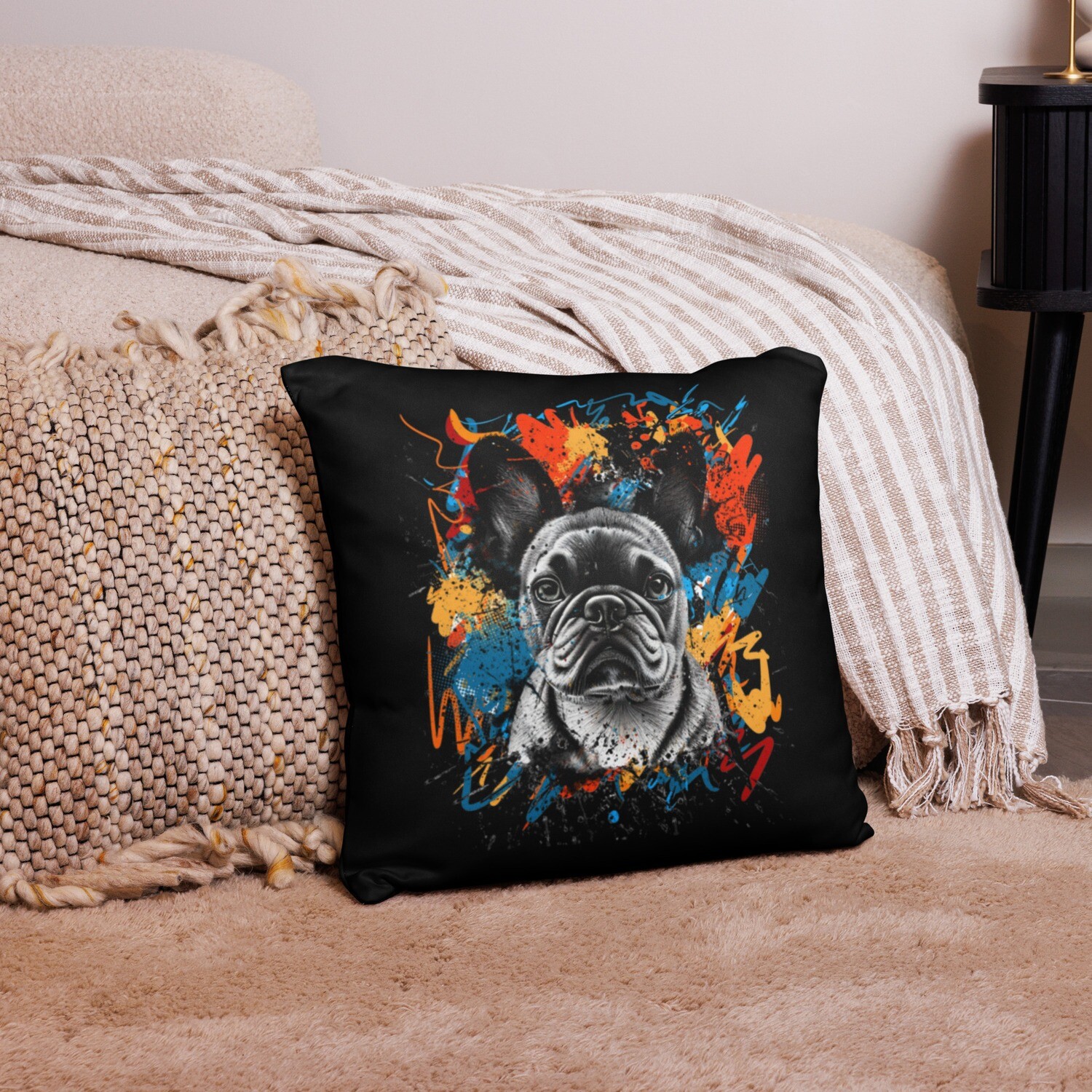 D˙Bern Designe French Bulldog Pillow Case / 3 sizes, Size: 18×18