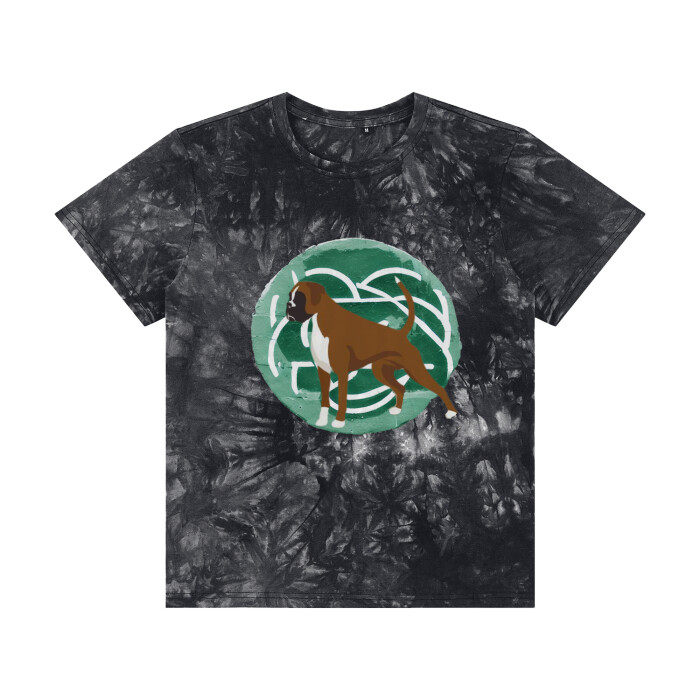 Barking House Boxer Unisex Black and White Tie-Dye Tee