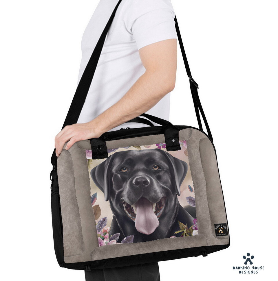 Barking House Designs Laptop Black labrador bag L with straps