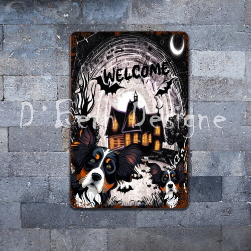 D˙Bern Designe Welcome halloween vintage tyntyp tinplate  30 x 20 cm / 8 × 12 Inch