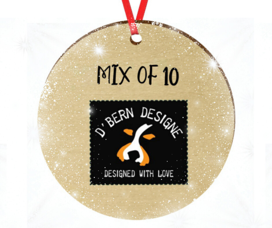 D´Bern Designe round wooden ornament MIX OF 6-10