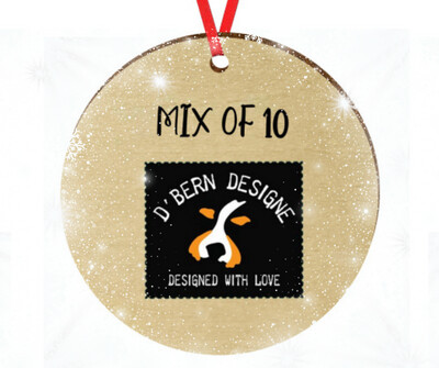 D´Bern Designe round wooden ornament MIX OF 6-10