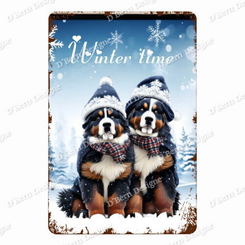 D˙Bern Designe winter  vintage tyntyp tinplate  30 x 20 cm / 8 × 12 Inch