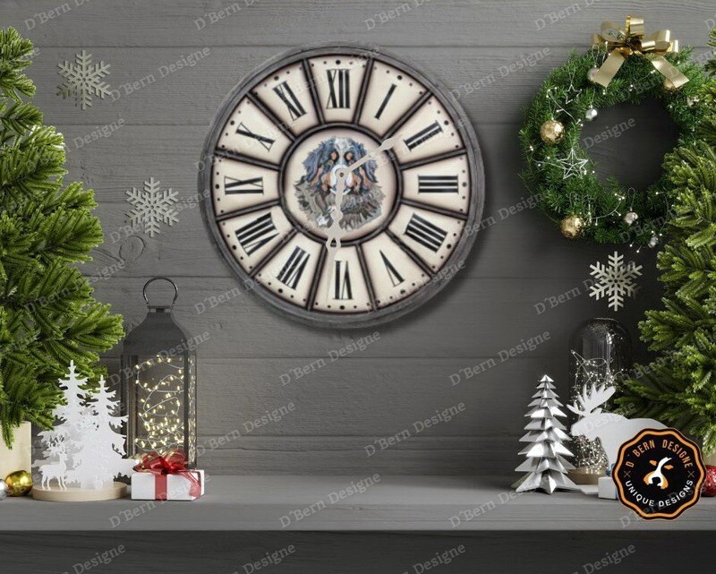 D˙Bern Designe IN and OUTside Winter  Berner CCart  metal wall clock background in COLORS