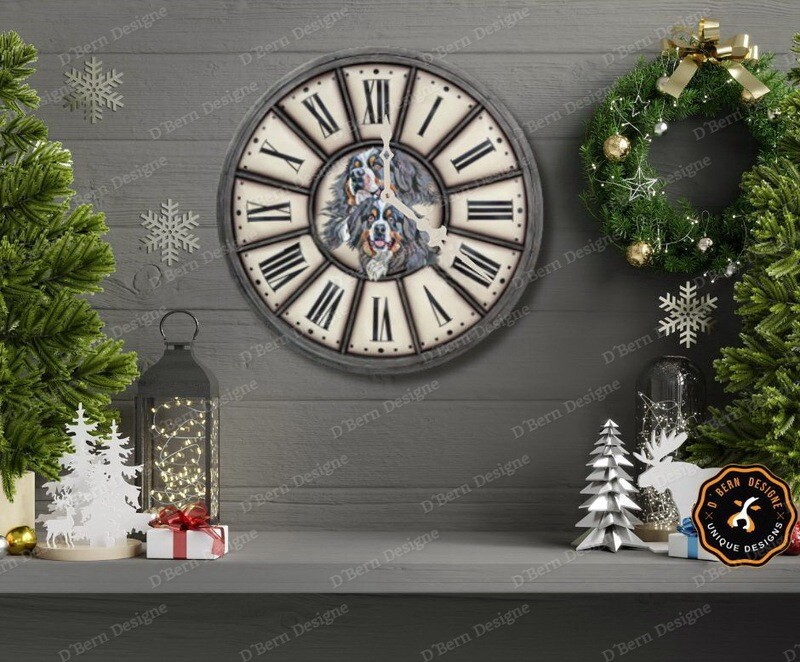 D˙Bern Designe IN and OUTside Winter  Berner DCart  metal wall clock background in COLORS