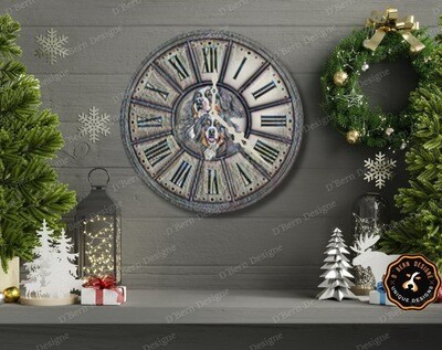 D˙Bern Designe IN and OUTside Winter  Berner ECart  metal wall clock background in COLORS