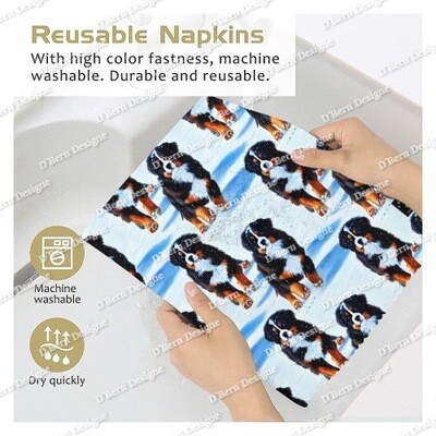 D˙Bern Designe Bernese Mountain Dog  reusable Napkin Winter 48 x 48 cm/ 2pcs,4pcs,6pcs
