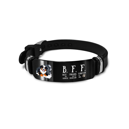 D´Bern Designe Bernese BFF silicone  bracelet E/ silicone and stainless steel