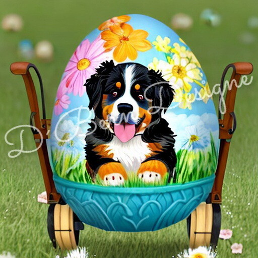 D˙Bern Designe Berner Easter egg on cart wooden