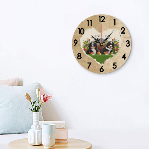 D´Bern Designe wooden wall clock Berner love