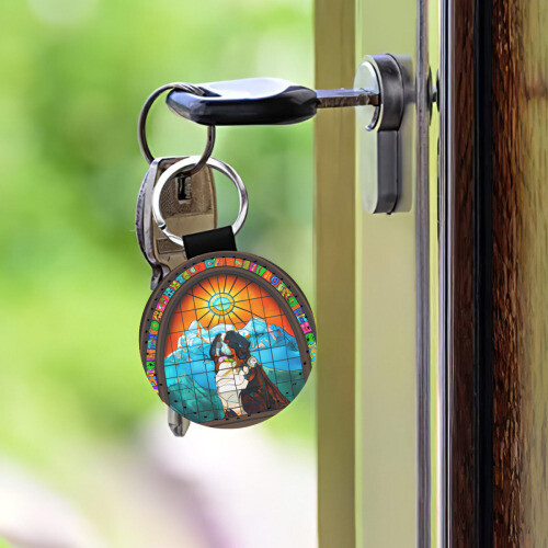 D´Bern Designe Key chain leather round