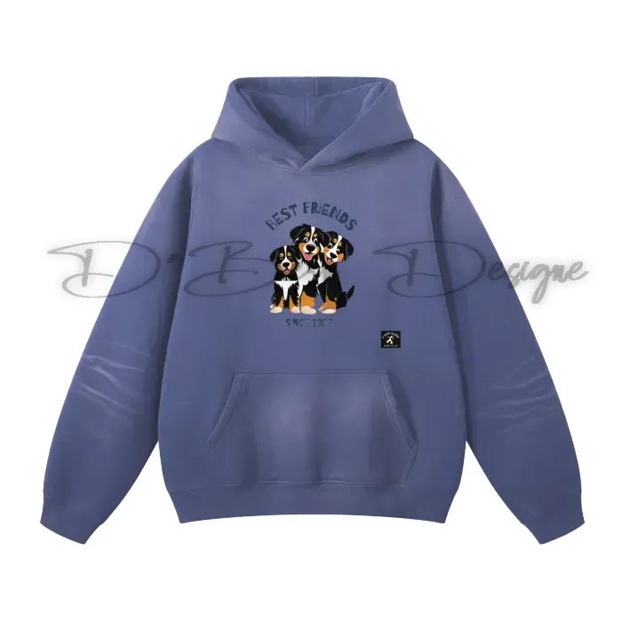 ​D´Bern Designe high quality monkey washed dryed fleece hoodie BF ( in rose, camel and denim blue color )