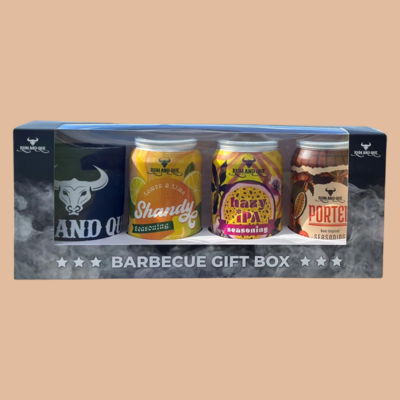 Rum and Que Beer Can Gift Box