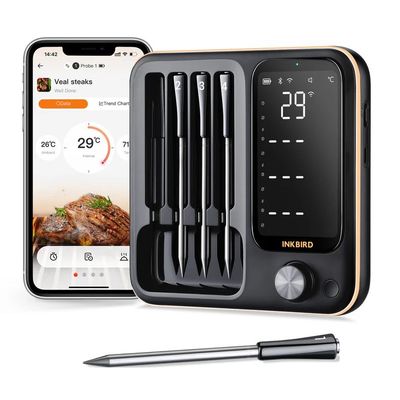 Inkbird Bluetooth WiFi 2-in1 Wireless Meat Thermometer 4 Probe INT-14-BW