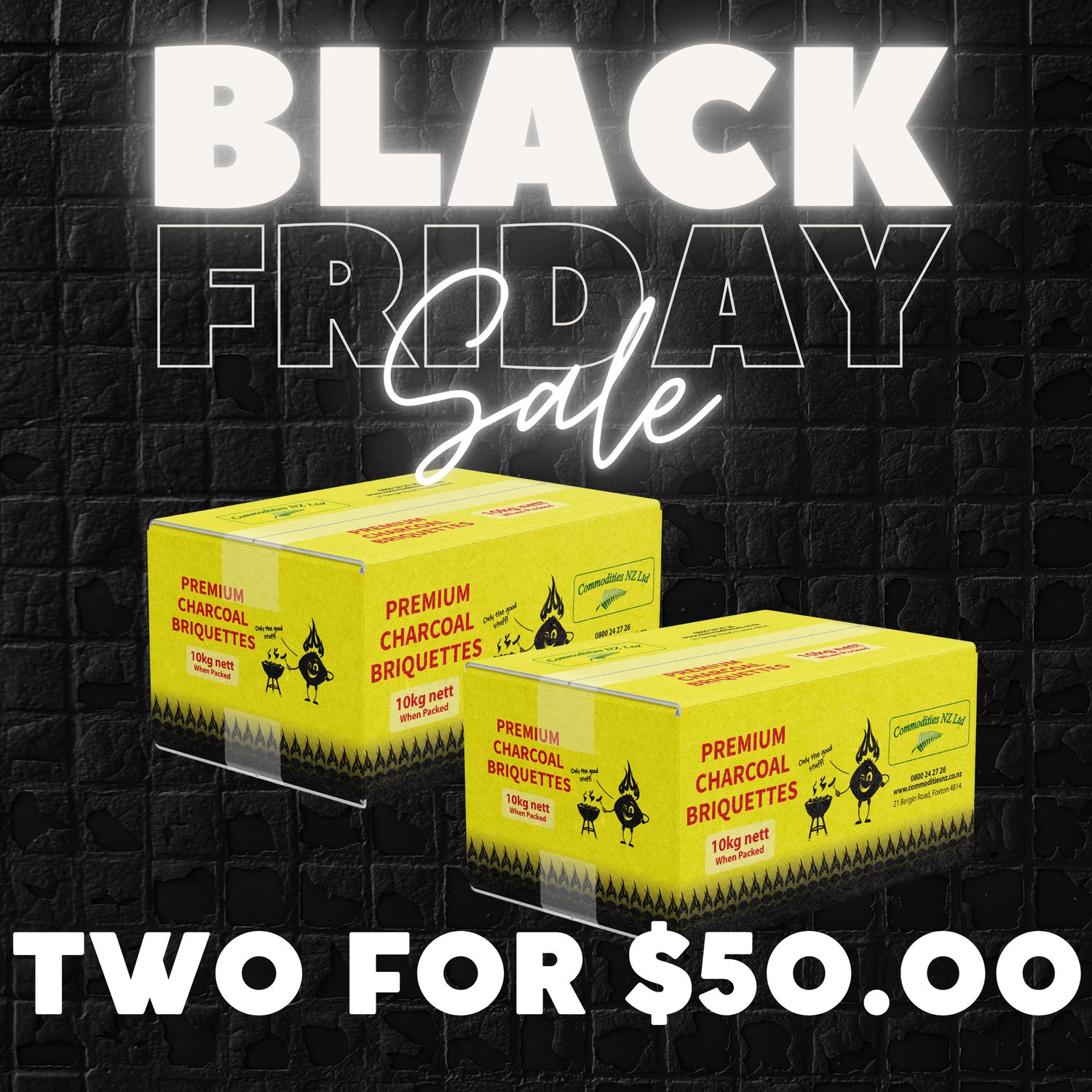 Commodities NZ Premium Charcoal Briquettes 10kg TWO FOR $50.00