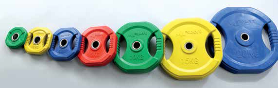 Gummischeibe,   1,25 kg, eckig, 2 Griffe, gelb