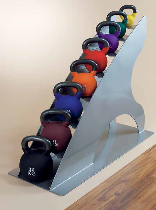 Kettlebells von 4kg bis 32kg (4kg Steigung) + Ablage