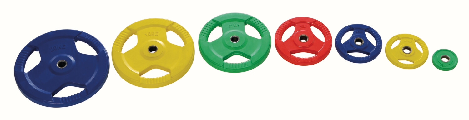 Gummierte Hantelscheiben 30mm  - farbig mit Griff