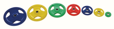Gummierte Hantelscheiben 30mm  - farbig mit Griff