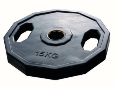 Gummierte Olympic Hantelscheiben schwarz mit Griff