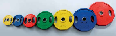 Gummischeibe, 12eckig, 2 Griffe, 20,00kg, blau