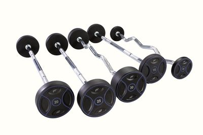 PU Langhanteln blaue Stripe Line von 10 kg - 55 kg (Steigerung 5 kg)