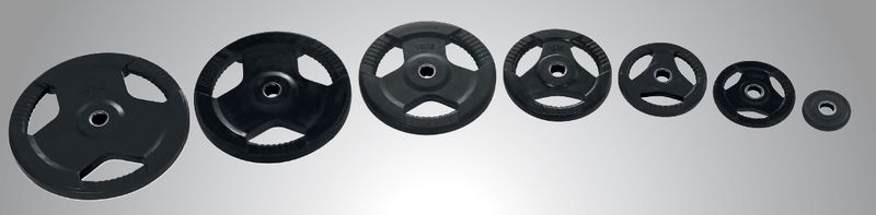 Gummierte Hantelscheiben schwarz mit Griff 30mm