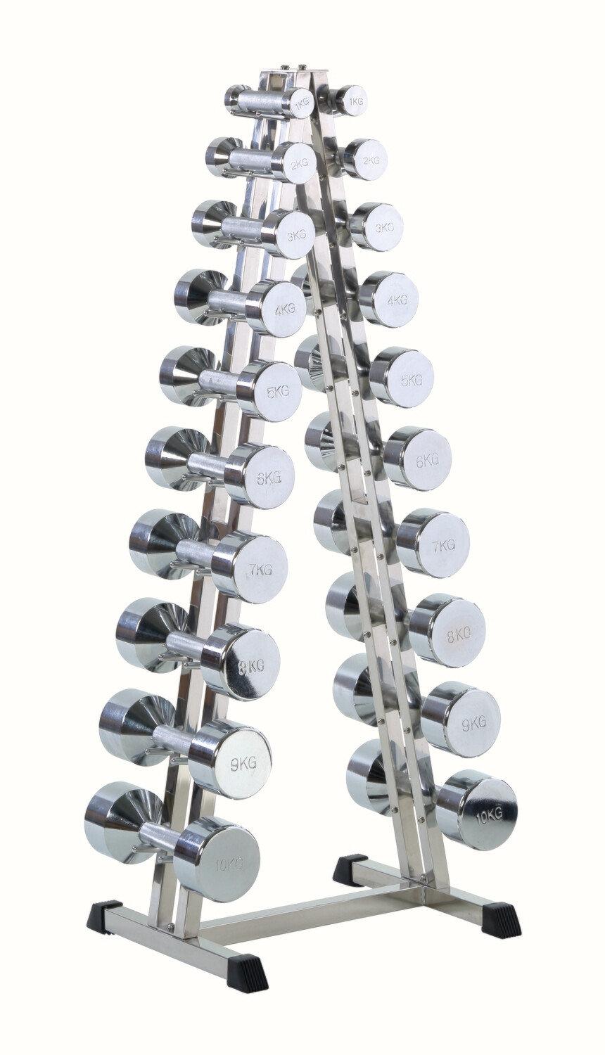 Chromhantelsatz von 1 kg - 10 kg inkl. Ablage (Artikel 701)