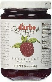 Darbo (D'arbo) Raspberry Preserves 16 oz (454g)