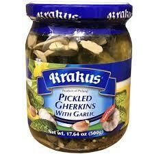 Krakus Pickled Gherkins with Garlic 17.6 oz (500g)