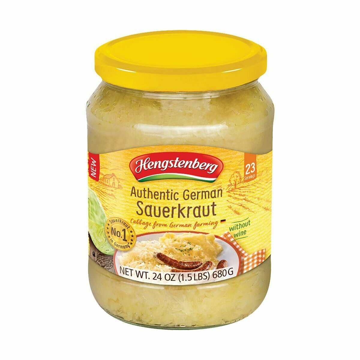 Hengstenberg Authentic German Sauerkraut Jar 24 oz (680g)