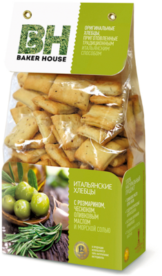 Baker House Italian Crisp Breads with Rosemary, Garlic, Olive Oil, and Sea Salt 8.8 oz (250g)
