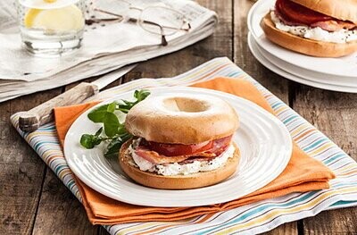 New York Bagel Bacon, Tomato, and Cream Cheese Sandwich