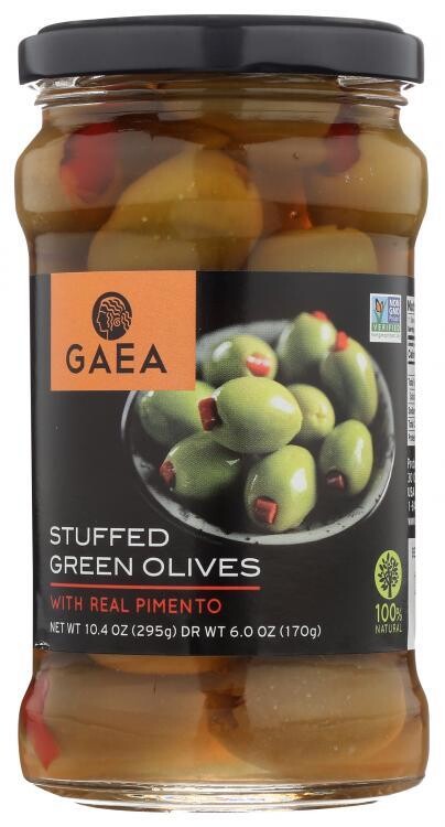 Gaea Natural Pimento Stuffed Green Olives 6 oz (170g)