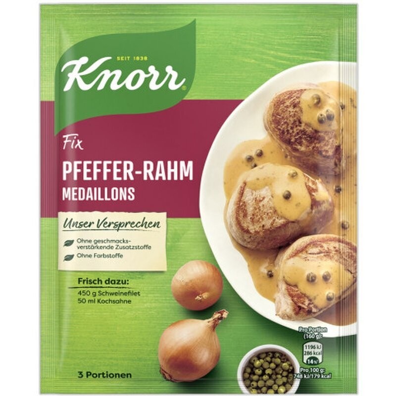 Knorr Pepper Cream Medallions (Pfeffer Rahm Medaillons) Mix 1.2 oz (35g)