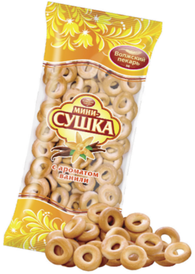 Volzhskiy Pekar Mini Crisp Bread Rings with Vanilla (Sushki) 6.3 oz (180g)